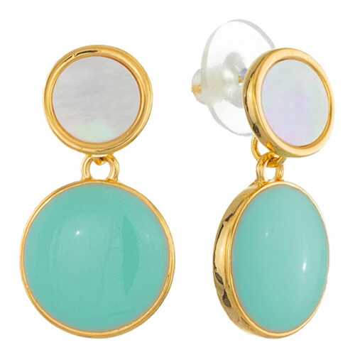 Серьги Corona Style B006E04961 золотисто-бирюзовые в Вальтера